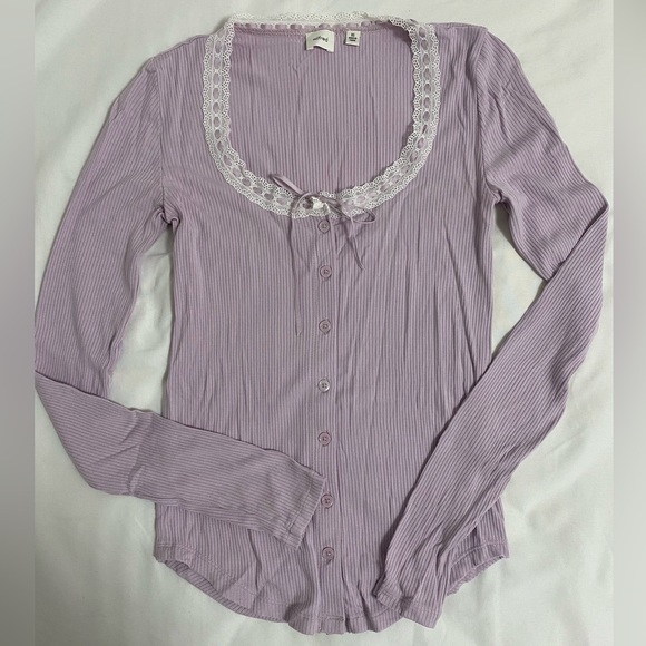 Aritzia Wilfred Booklet Longsleeve Top in Cloudy Lilac XS - Picture 1 of 6